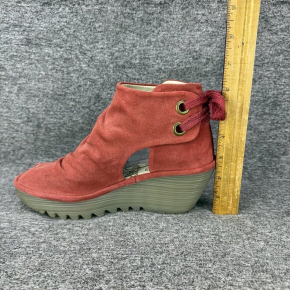 ✅Fly London Wedge Sandal Womens 6.5 Yama Peep Toe Ankle Tie Around Summer Shoes - Picture 11 of 11